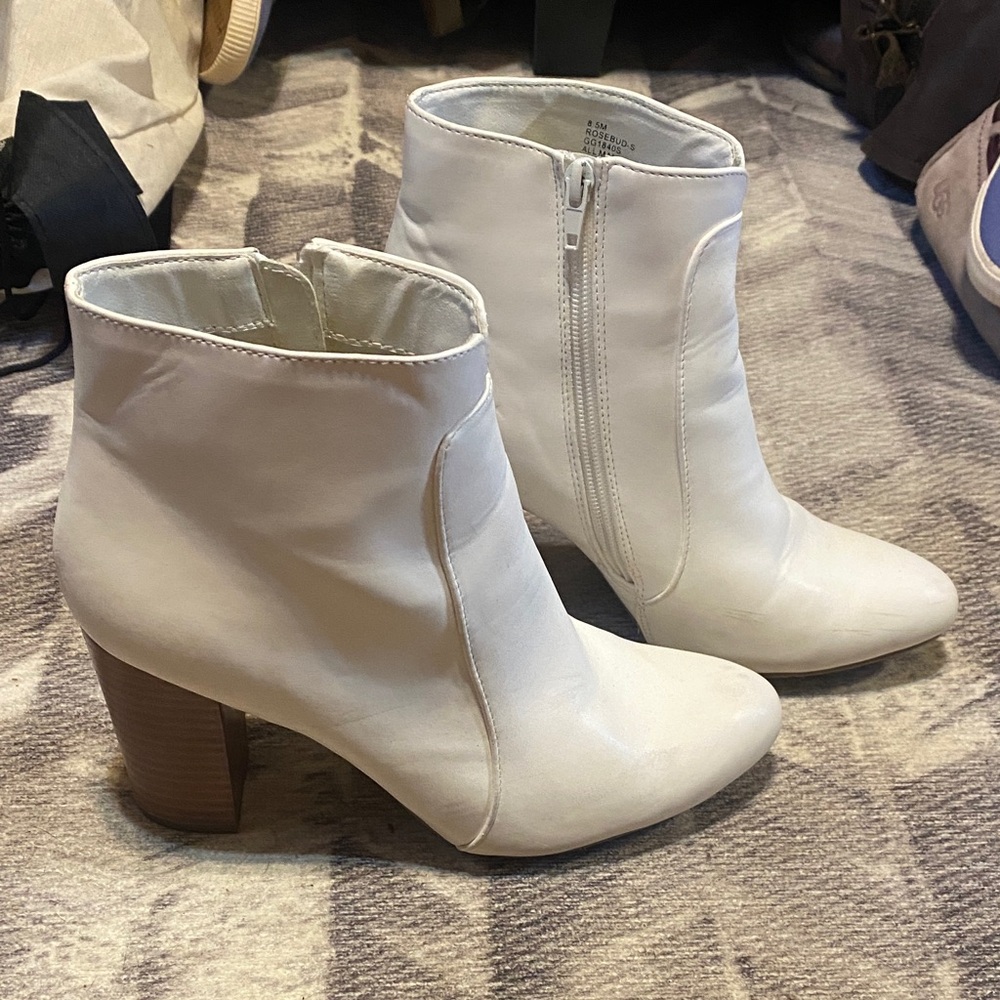 MIA White Heeled Ankle Boots